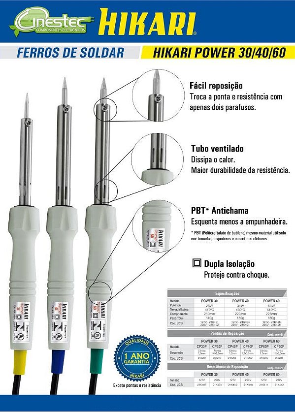 FERRO DE SOLDA HIKARI POWER 40 (34W) - 220V