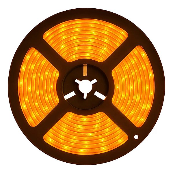 FITA STRIP LED 3528 AMARELO AMBAR IP65 ROLO 5m OFERTA