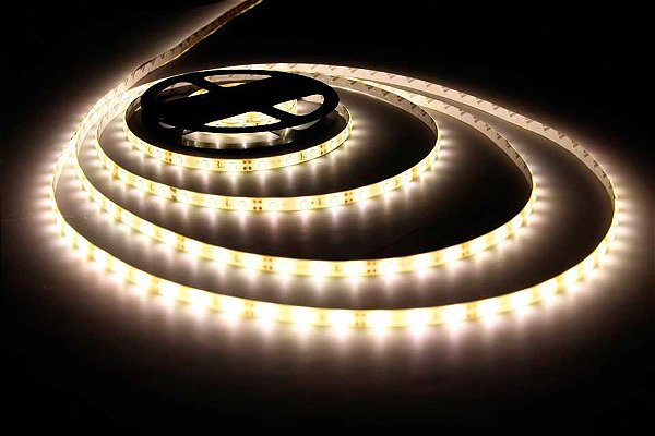FITA DE LED / STRIP LED 3528 BRANCO QUENTE IP65 ROLO COM 300 LED