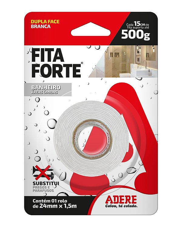 FITA FORTE DUPLA FACE AREAS UMIDAS BANHEIRO 24MM X 1,5M