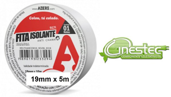 FITA ISOLANTE ANTI-CHAMA 05M X 19MM X 0,13MM - BRANCO