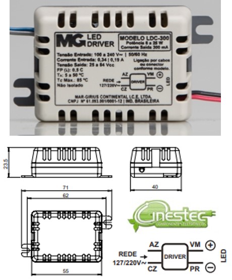 FONTE / DRIVE PARA LED - CORRENTE CONSTANTE - 8 A 25W