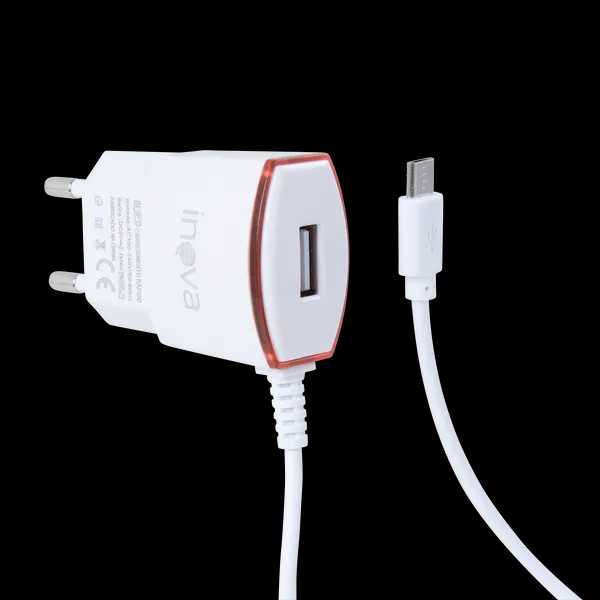 FONTE CARREGADOR USB 2,1A COM CABO MICRO USB EMBUTIDO