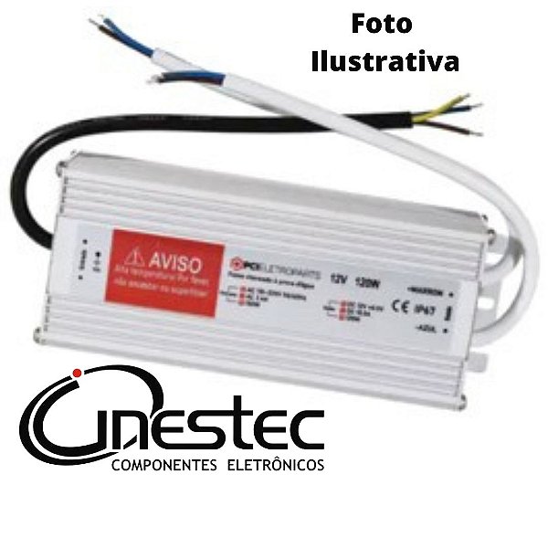 FONTE CHAVEADA BLINDADA / SLIM 12V x 10A - 120W - BIVOLT