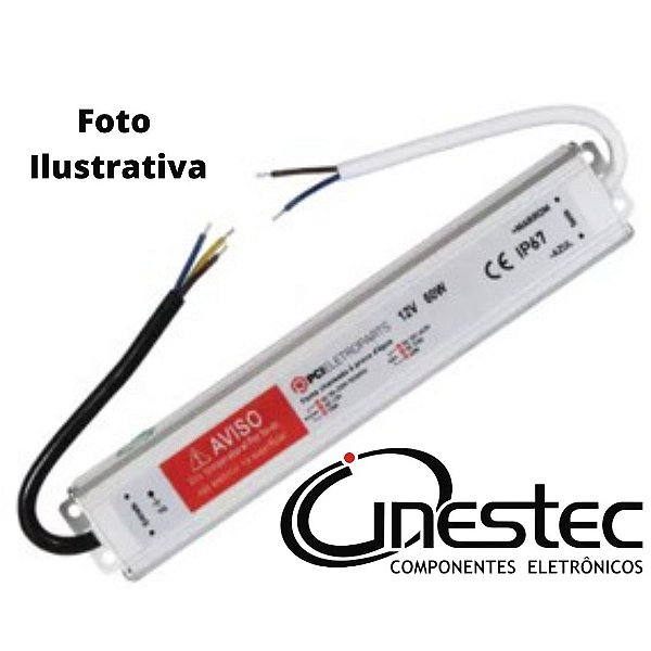 FONTE CHAVEADA BLINDADA / SLIM 12V x 5A - 60W - BIVOLT