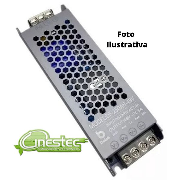 FONTE CHAVEADA METALICA - SLIM SAIDA 48V x 5A - 250W