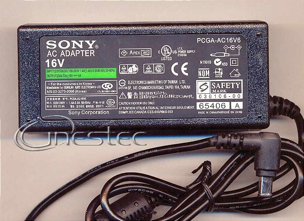 FONTE NOTEBOOK SONY 16V X 4,0A PCGA-AC16V6