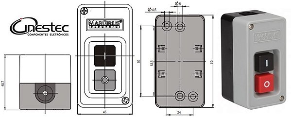INTERRUPTOR DE TECLA MG TRIFASICO 30A  250V 5CV CS 102TP