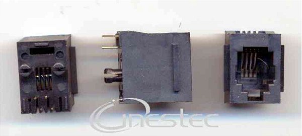 JACK  RJ09 4P4C  180 graus  PARA PLACA PRETO