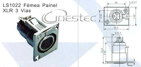 JACK CANON/XLR FEMEA METAL PAINEL PRATA  LS-1022