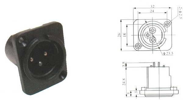 JACK CANON/XLR MACHO PLAST. PAINEL PRETO  LS-1030