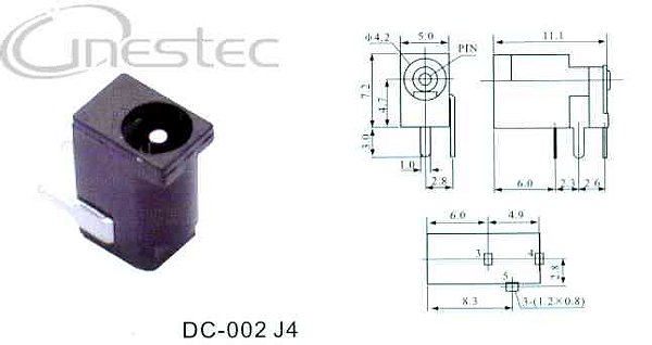 JACK J4 MINI  1,4 X 3,75MM  PARA PCI   DC-002