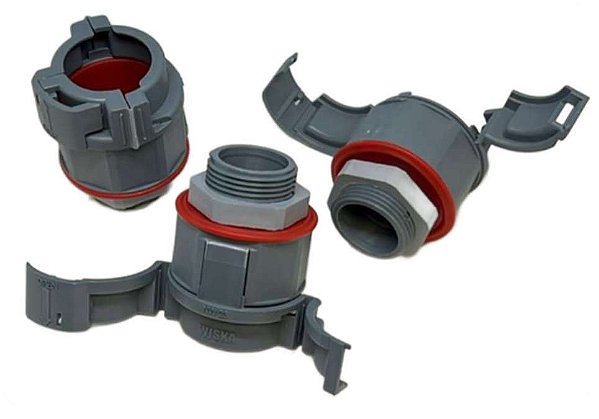 KIT 4PC CONEXAO RAPIDA COM CONTRA PORCA NW23  M20X1,5  CINZA