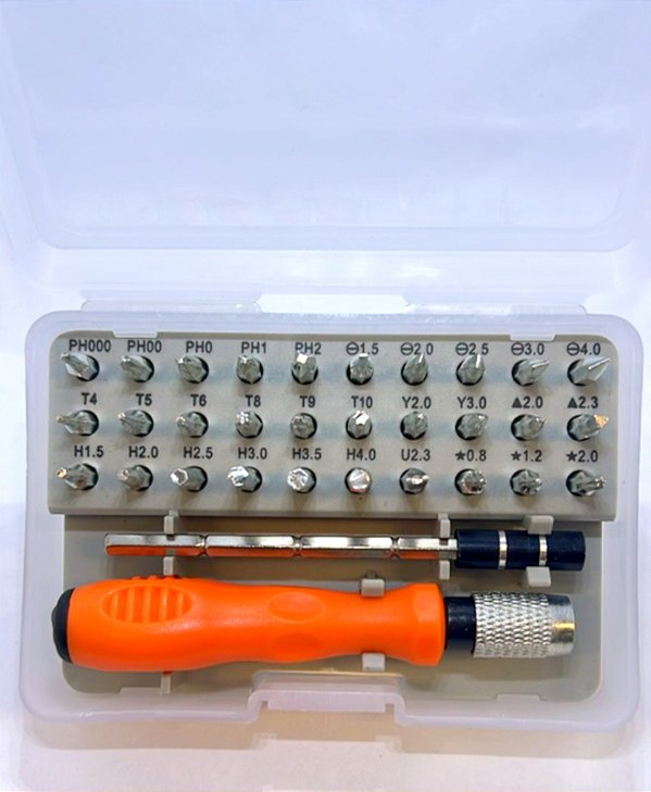 KIT DE CHAVE DE PRECISAO COM 32 TIPOS (ALLEN / TORX / PHILIPS / ESTRELA  / FENDA)