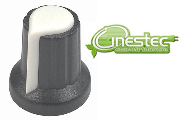 KNOB ROTATIVO PRETO / BRANCO PARA POTENCIOMETRO L15