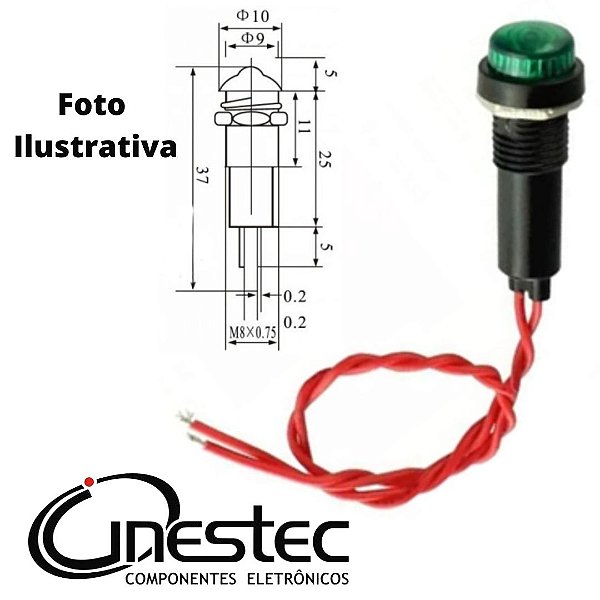 LAMPADA OLHO DE BOI VERDE 220V XD8-2