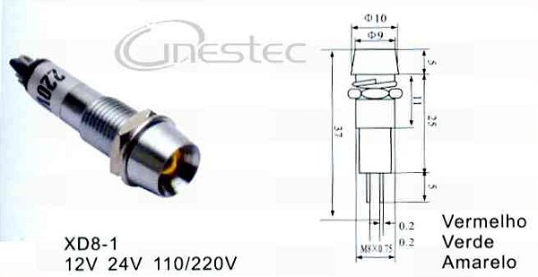 LAMPADA OLHO DE BOI VERMELHO 110V  XD8-1