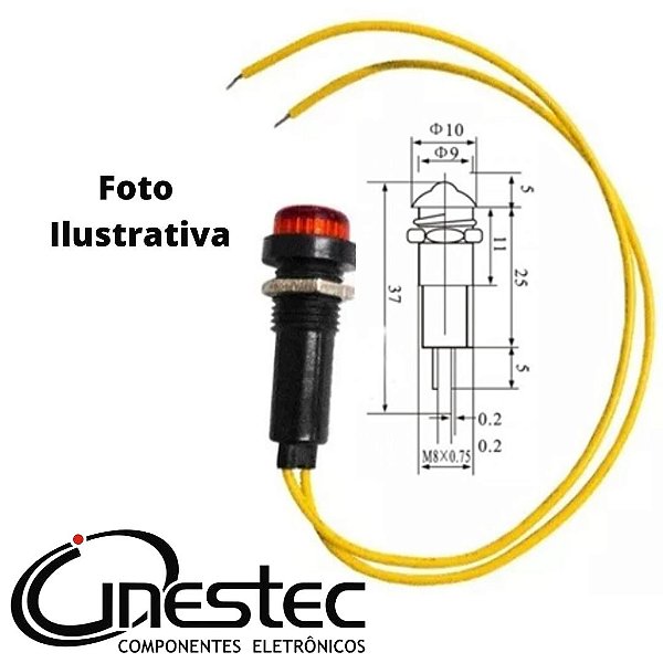 LAMPADA OLHO DE BOI VERMELHO 24V XD8-2