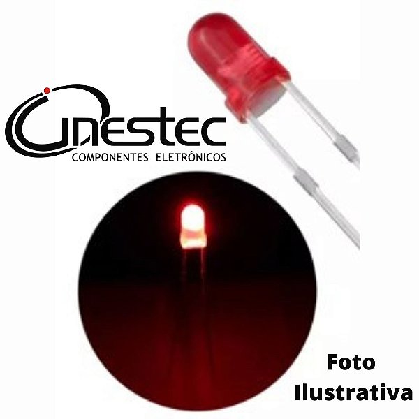 LED DIFUSO VERMELHO - 3mm
