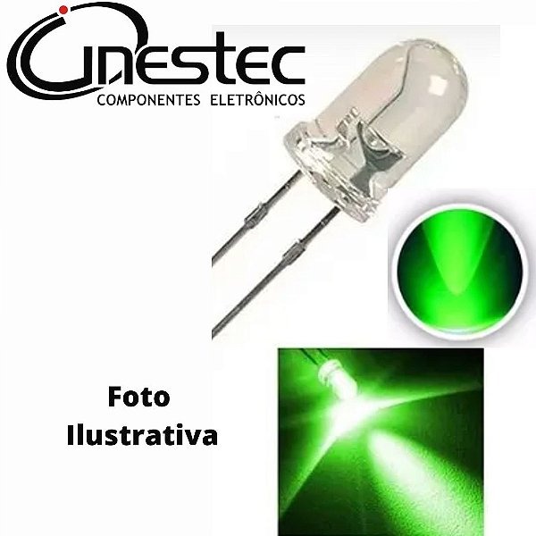 LED TRANSPARENTE VERDE 5mm - 20.000mlcd