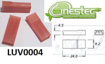 LUVA CAPA DE TERMINAIS FASTON FEMEA 6,3mm VERMELHO CADA 5 PECAS