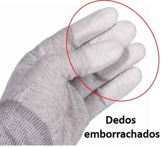 LUVA DISSIPATIVA DEDO EMB. PU - TAM. G - PAR - CINZA