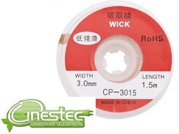 MALHA / FITA DESSOLDADORA 3,0mm X 1,5M COM FLUXO - CP-3015