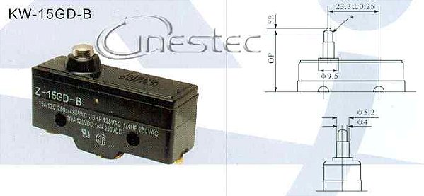 MICROSWITCH GRANDE 15A SEM HASTE 3 PINO GRANDE TERMINAL PARAFUSO KW15GD-B