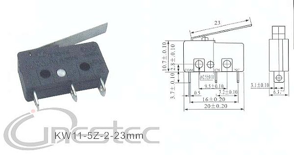 MICROSWITCH MINI 5A HASTE 23mm KW11-3Z 5 3T