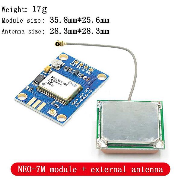 MODULO GPS UBLOX NEO 7M 3V A 5V COM ANTENA ARDUINO DRONE