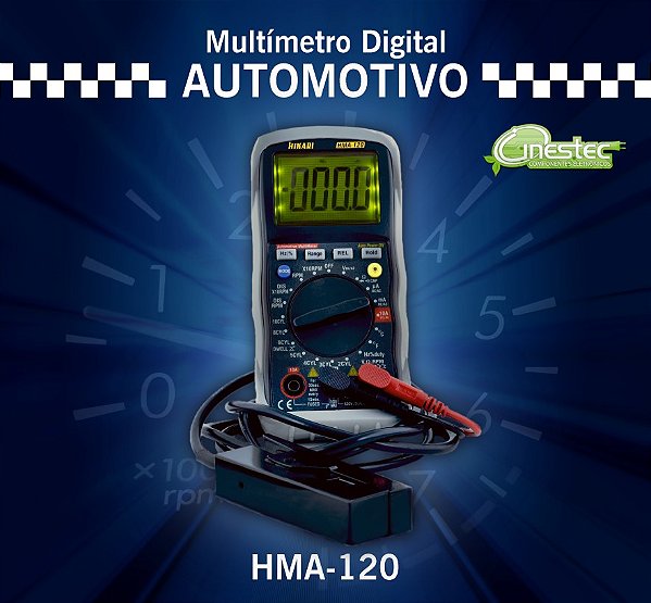 MULTIMETRO DIGITAL AUTOMOTIVO PROFISSIONAL HMA 120