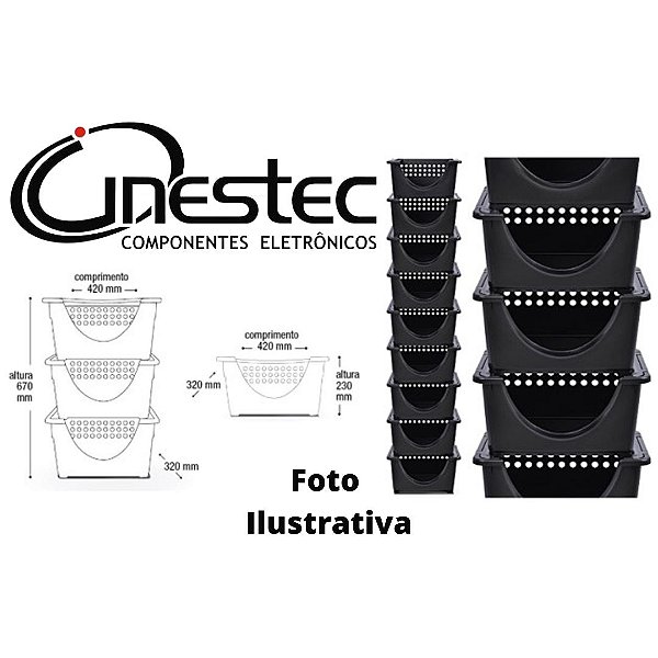 ORGANIZADOR GUARDA TUDO - PRETO - KIT COM 3 CESTOS