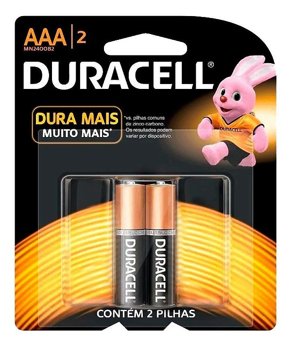 PILHA AAA PALITO DURACELL  COM 2 PECAS  MN2400