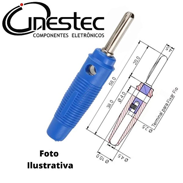 PINO BANANA 4MM EMBORRACHADO AZUL COM DERIVACAO