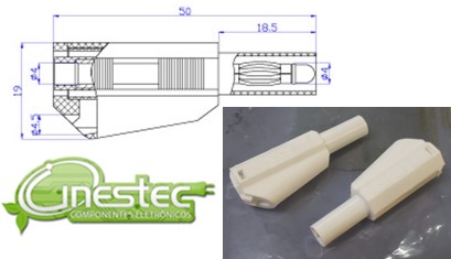 PINO BANANA DE SEGURANCA 4mm BRANCO PB 981 COM DERIVACAO