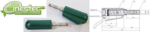 PINO BANANA DE SEGURANCA 4mm VERDE PB983D COM DERIVACAO