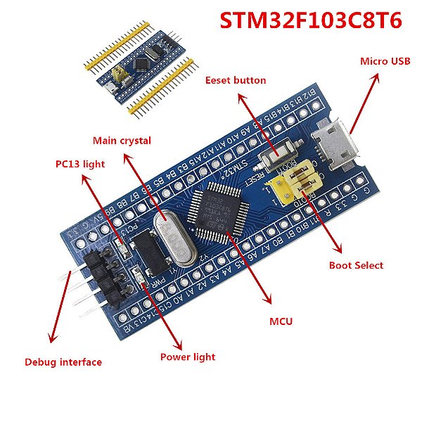 PLACA ARDUINO BLUEPILL MODULO STM32F103C8T6 ARM STM32