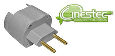 PLUG ADAPTADOR PADRAO PINOS CHATOS PARA PADRAO NOVO CINZA