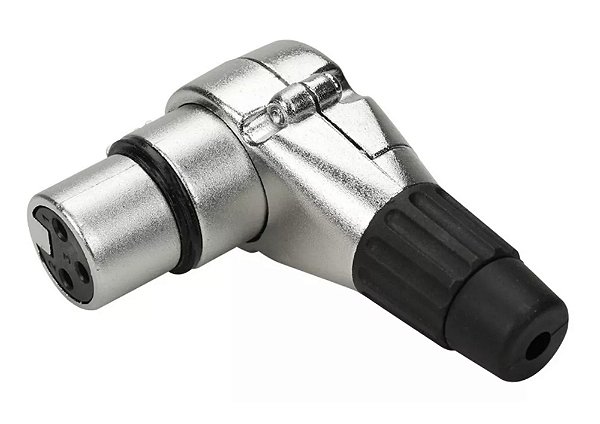 PLUG CANON/XLR FEMEA 90 graus PRATA 3 VIAS