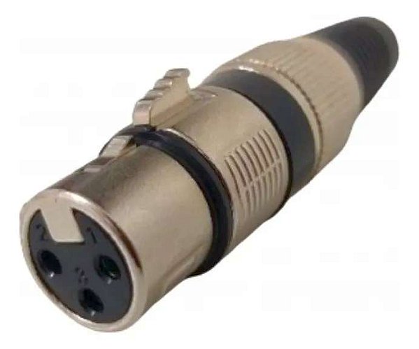 PLUG CANON/XLR FEMEA METAL COM PRENSA CABO 3 VIAS