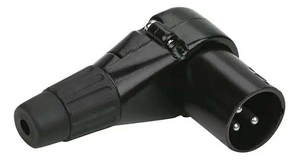 PLUG CANON/XLR MACHO 90 graus PRETO 3 VIAS PROFISSIONAL