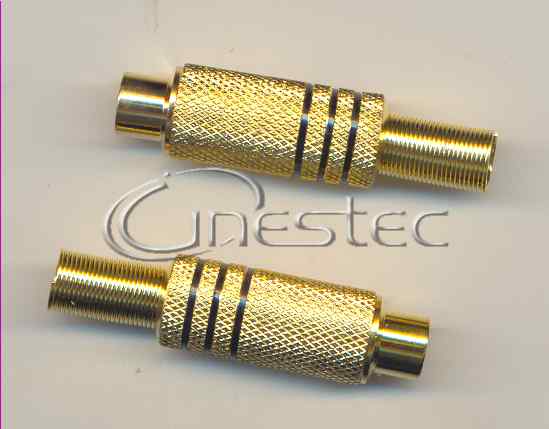 PLUG FEMEA RCA GOLD 6mm PRETO