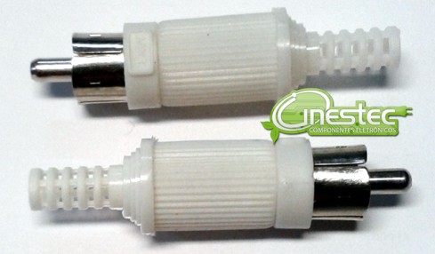 PLUG RCA MACHO BRANCO COM RABICHO