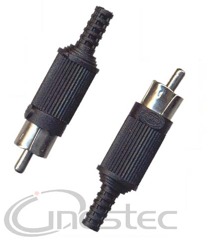 PLUG RCA MACHO PRETO COM RABICHO