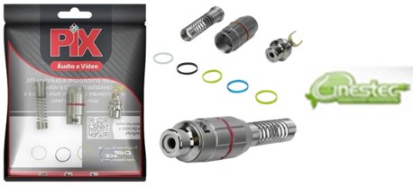 PLUG RCA MECH FEMEA METALICO GOLD - COM MOLA 6MM