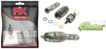 PLUG RCA MECH MACHO METALICO GOLD - COM MOLA 6MM