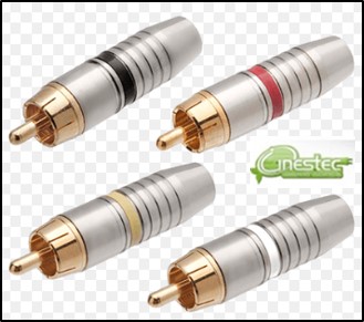 PLUG RCA METALICO 6MM PROFISSIONAL VERMELHO / DOURADO