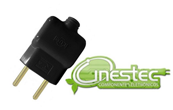 PLUGUE DE FORCA PRETO - 10A - 2 PINOS