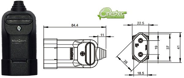 PLUGUE FEMEA TMD2-2 PRETO - 20A - 2P - COM Prensa Cabo