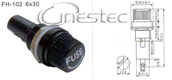 PORTA FUSIVEL COM ROSCA  PAINEL GRANDE 6X30 CHANFRADO 2 LADOS - 11050 / F